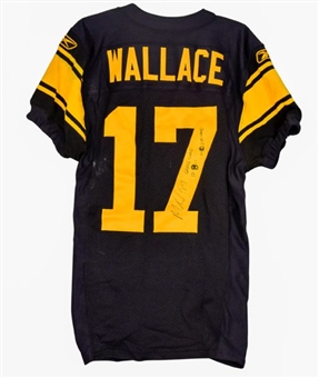 2011 Mike Wallace Signed and Game-Worn Steelers Black Home Throwback Jersey (Wallace LOA)12/8/11